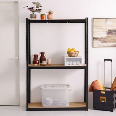 Milano 3 Layer Steel Shelf With Mdf Board (120X45X180) 250Kgx3