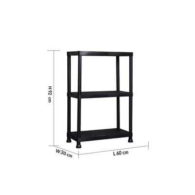 Milano 3 Tier Plastic Shelf (Tt1023Ca-60X30X92Cm 25Kgx4 Black