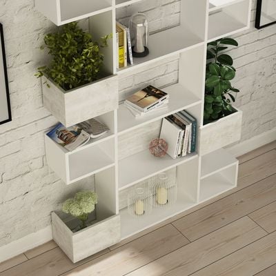 Mourah Niho Bookcase - White/Ancient White - 2 Years Warranty