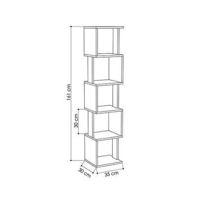 Mourah Piri Corner Bookcase - Oak/White - 2 Years Warranty