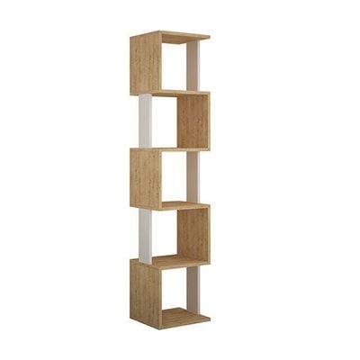 Mourah Piri Corner Bookcase - Oak/White - 2 Years Warranty