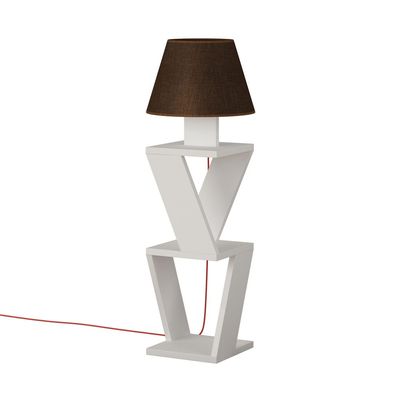 Kozena Side Floor Lamp - White/Brown  -2 Years Warranty