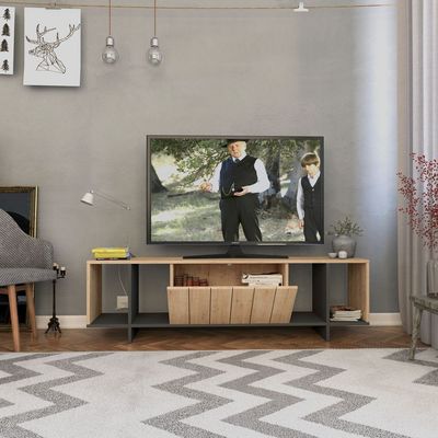 Zitano Tv Stand Up To 65 Inches With Storage - Oak/Anthracite - 2 Years Warranty