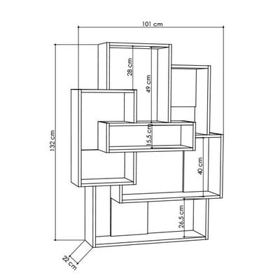 Mourah Barce Bookcase - Oak/Anthracite - 2 Years Warranty