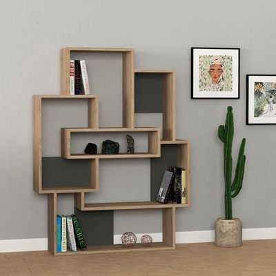 Mourah Barce Bookcase - Oak/Anthracite - 2 Years Warranty