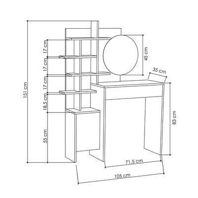 Mourah Mup Dressing Table With Storage - White/Oak - 2 Years Warranty