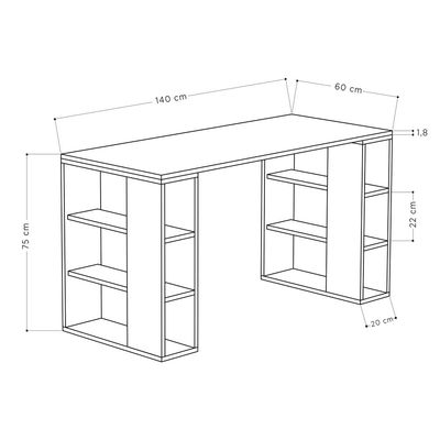 Mourah Colmar Working Table With Storage - White/Anthracite  - 2 Years Warranty