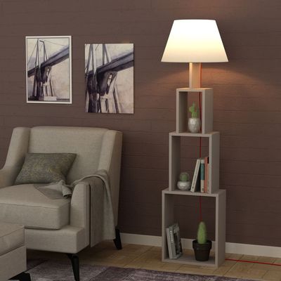 Mourah Tower Floor Lamp  - Light Mocha/Light Brown -2 Years Warranty