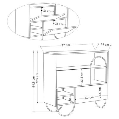 Norfolk Shoe Cabinet - 10 Pairs - Oak/Anthracite - 2 Years Warranty