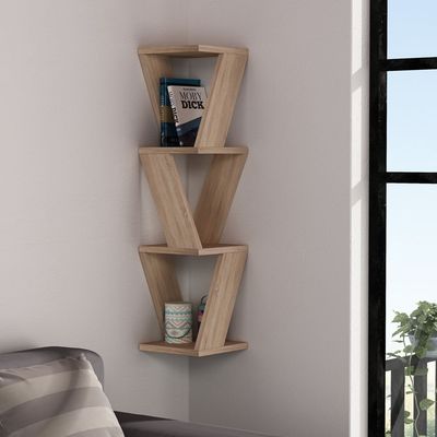 Zena Corner Shelf - Oak - 2 Years Warranty