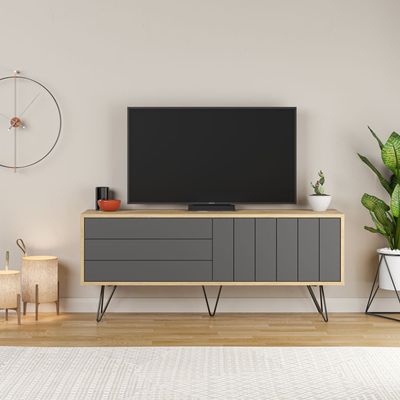 Picadilly TV Stand Up To 55 Inches With Storage - Oak/Anthracite - 2 Years Warranty