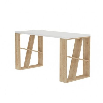 Honey Working Table With Storage - White/Oak  - 2 Years Warranty