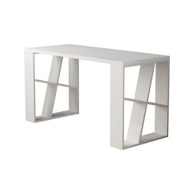 Mourah Honey Working Table With Storage - White  - 2 Years Warranty