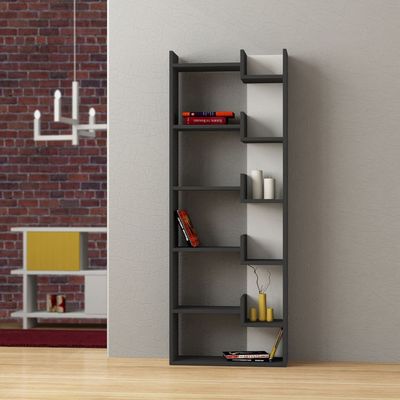 Mourah Oppa Bookcase - Anthracite/White - 2 Years Warranty