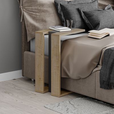 Muju C End Table - Oak/Anthracite/Oak - 2 Years Warranty