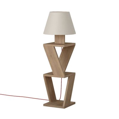 Mourah Kozena Side Floor Lamp - Oak/White  -2 Years Warranty