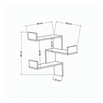 Mourah Luksa Corner Shelf - Anthracite - 2 Years Warranty