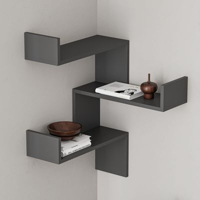 Mourah Luksa Corner Shelf - Anthracite - 2 Years Warranty