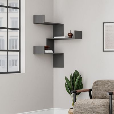 Mourah Luksa Corner Shelf - Anthracite - 2 Years Warranty