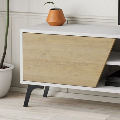 Mourah Fiona Tv Unit Up To 70 Inches With Storage - White/Oak - 2 Years Warranty