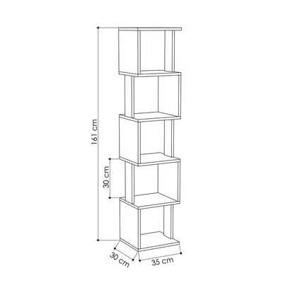 Mourah Piri Corner Bookcase - Oak/Anthracite - 2 Years Warranty