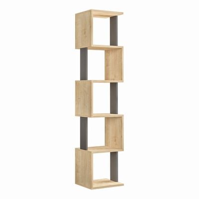 Mourah Piri Corner Bookcase - Oak/Anthracite - 2 Years Warranty