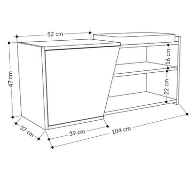 Mourah Fiona Bench & Shoe Cabinet - 8 Pairs - Oak/Anthracite - 2 Years Warranty