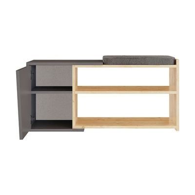 Mourah Fiona Bench & Shoe Cabinet - 8 Pairs - Oak/Anthracite - 2 Years Warranty