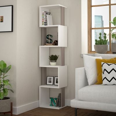 Piri Corner Bookcase - White/Light Mocha - 2 Years Warranty