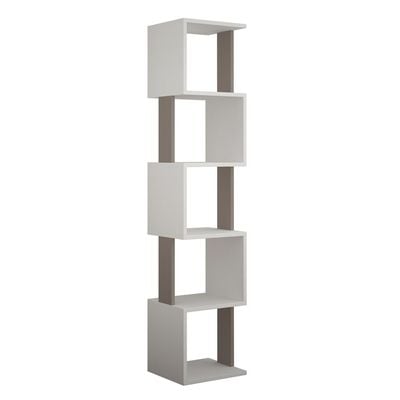 Mourah Piri Corner Bookcase - White/Light Mocha - 2 Years Warranty