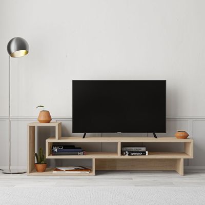 Mourah Tetra Tv Stand Up To 43 Inches With Storage - Oak - 2 Years Warranty