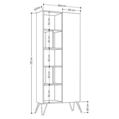 Mourah Jedda Bookcase - White/White - 2 Years Warranty