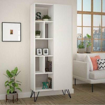 Mourah Jedda Bookcase - White/White - 2 Years Warranty