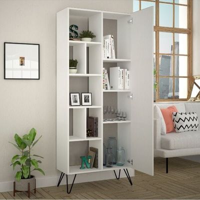 Mourah Jedda Bookcase - White/White - 2 Years Warranty