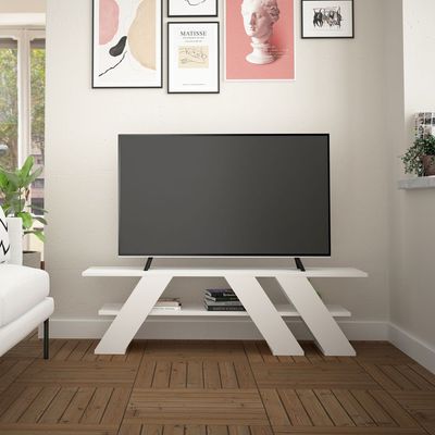 Mourah Fella Tv Stand Up To 55 Inches With Storage - White - 2 Years Warranty