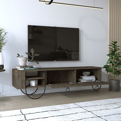 Mourah Norfolk Tv Stand Up To 60 Inches With Storage - Dark Coffee - 2 Years Warranty