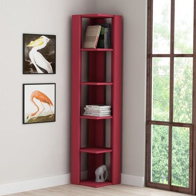 Nati Corner Bookcase - Burgundy - 2 Years Warranty