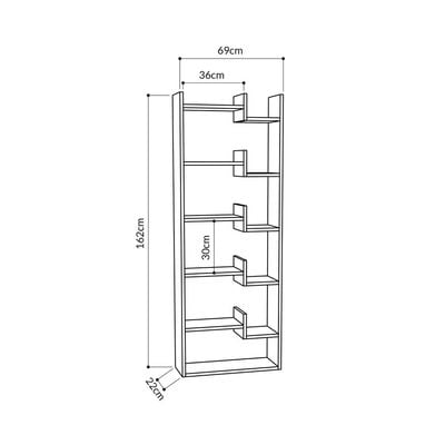 Mourah Oppa Bookcase - Oak/Anthracite - 2 Years Warranty