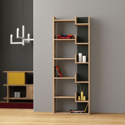 Mourah Oppa Bookcase - Oak/Anthracite - 2 Years Warranty