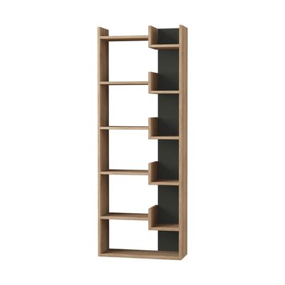 Mourah Oppa Bookcase - Oak/Anthracite - 2 Years Warranty