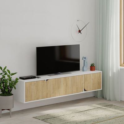 Mourah Spark Tv Stand Up To 70 Inches With Storage - White/Oak - 2 Years Warranty