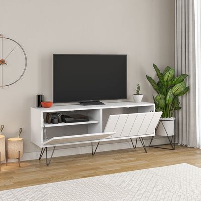 Picadilly TV Stand Up To 55 Inches With Storage - White/White - 2 Years Warranty