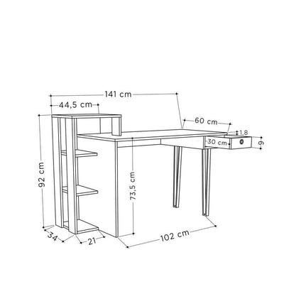 Mourah Loyd Working Table With Storage - White/Light Mocha - 2 Years Warranty