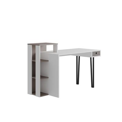 Mourah Loyd Working Table With Storage - White/Light Mocha - 2 Years Warranty