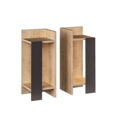 Modern Simple Style Elos Nightstand Set Engineered Wood Ideal As Side End Table For Your Living Room, Bedroom And Other Space 25x27x60 cm Oak/Anthracite