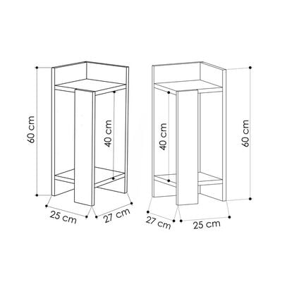 Mourah Elos Nightstand Set - Oak/Anthracite - 2 Years Warranty