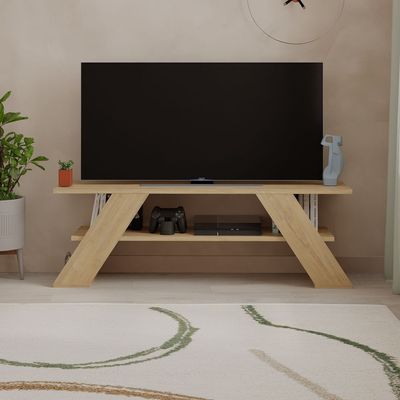 Mourah Farfalla Tv Stand Up To 50 Inches With Storage - Oak - 2 Years Warranty