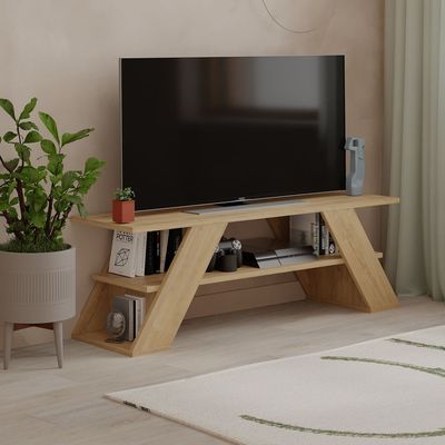 Mourah Farfalla Tv Stand Up To 50 Inches With Storage - Oak - 2 Years Warranty