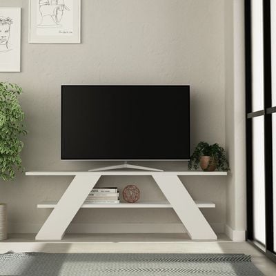 Farfalla Tv Stand Up To 50 Inches With Storage - White - 2 Years Warranty