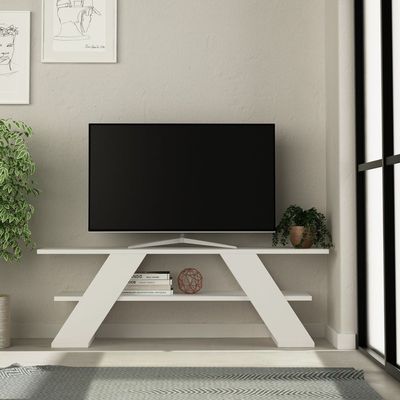 Mourah Farfalla Tv Stand Up To 50 Inches With Storage - White - 2 Years Warranty